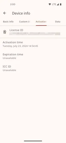 Activation Info