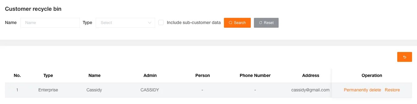 Delete Customer