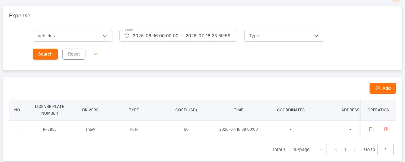 Expense Management Interface