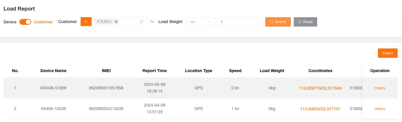 Load Report Table